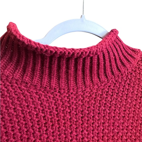 Maroon Red Mock Neck Heavy Knit XL Sweater - Picture 5 of 7